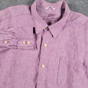 Tommy Bahama Shirt Mens 2XL Purple 100% Linen Button Front Relax Long Sleeve